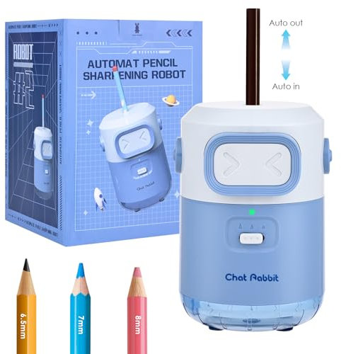 Elektrischer Bleistiftspitzer, Vankarr Automatischer Anspitzer Kinder, 2000mAh USB Aufladbar Elektrischer Anspitzer für 6.5-8mm Dicke und Dünne Stifte, Kinder, Schule, Zuhause Büro, Blau