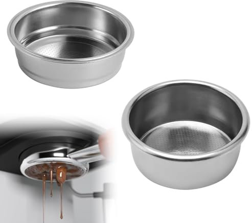 DLPRK 2 Filtros PRESURIZADOS de 1 Tazas/2 Tazas y 1 y 2 Tazas de Acero Inoxidable (51mm). Cesta de café Doble Capa Especial Espresso, Retrolavado, Café para Camping, Cafetera, Accesorios Cafetera