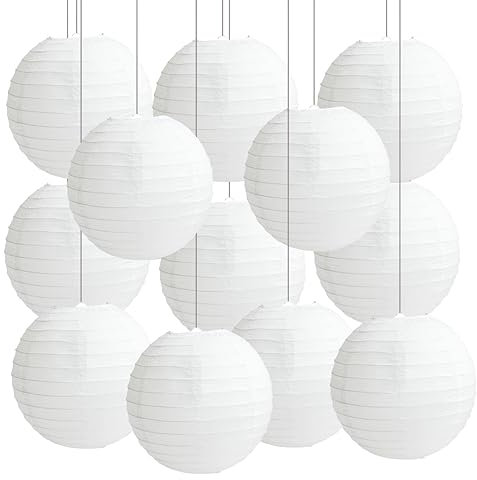 12 Pack 12(30cm) White Paper lampshades for Ceiling Lights. Light Shades Ceiling Cover Balls Sphere Lanterns
