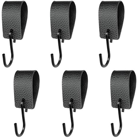 Fine jade2 6 Piezas Ganchos en Forma de S con Cuero Anticaída Ganchos Multiusos con Lazo de Piel Gancho para abrigo, toalla, cocina, baño