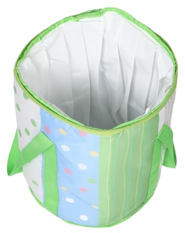 FUNOMOCYA Secchiello da Bagno per Piedi Pieghevole e Portatile con Isolamento per Mantenere per Viaggi e Uso Materiale Resistente Verde Pois con