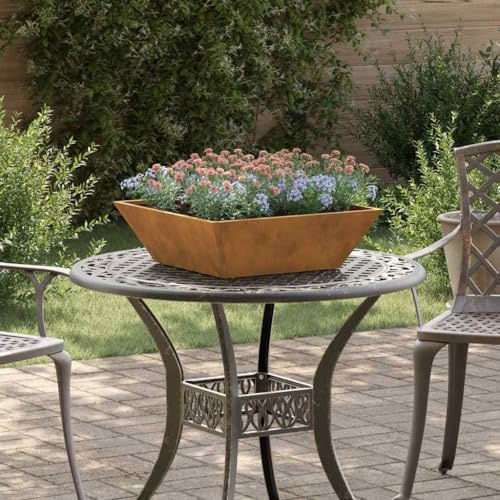Blumentopf Hochbeet Pflanzgefäß,Garten Schüssel Pflanzer Rostig 50 x 50 x 15 cm Wetterfeststahl,Für Gemüse Kräuter Blumen,Einfach Zu Montieren