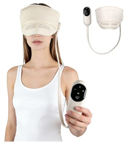 Massaggiatore per la testa, massaggiatore per occhi e cuoio capelluto, cuffia elettrica per alleviare l'emicrania con compressione e massaggiatore oculare con calore, 4 modalità di pressione dell'aria