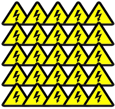 COOLHIYA Étiquettes de Danger Électrique Autocollants 50X50 MM Lot de 50 Triangles Jaunes pour Panneaux Avertissement Haute Tension en Usine