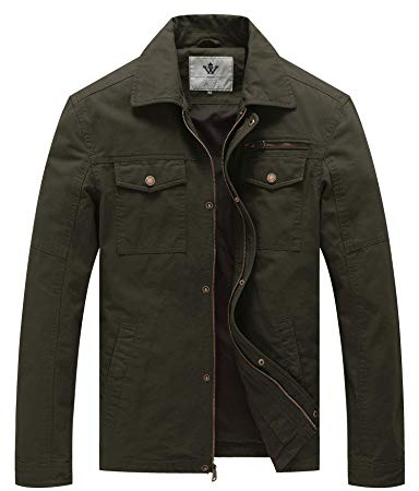 WenVen Men's Casual Tactical Barn Coat Jacket (Army Green, M)