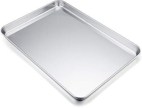 Baking Tray, Stainless Steel Baking Sheet Cookie Tray Professional, 40 x 30 x 2.5 cm, Non Toxic & Healthy, Mirror Finish & Rust Free, Easy Clean & Dishwasher Safe