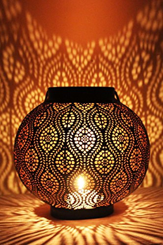 Orientalische Laterne aus Metall Bahadir Gold 22cm | orientalisches Marokkanisches Windlicht Gartenwindlicht | Marokkanische Metalllaterne für Draußen als Gartenlaterne, Oder Innen als Tischlaterne