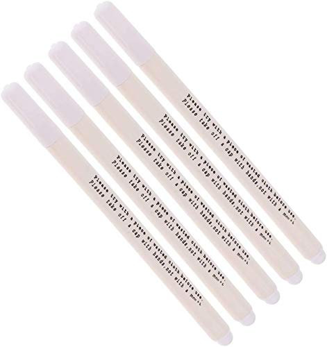 Inzopo Set of 5 for Textiles Water Soluble Marker Self-Extinguishing Trick Marker White