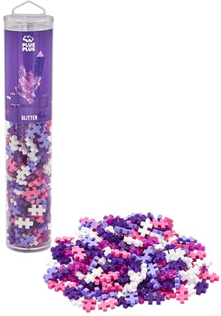 PLUS PLUS 4243 Animals Building Blocks pc Kids Construction, Creative Learning Resources and STEM Play for Home and Travel-Girls and Boys Toys Age 5 Plus-Glitter 240 Pieces