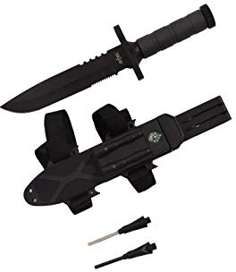 12.75 TACTICAL SURVIVAL Rambo Hunting FIXED BLADE For Practical Use Durable Knife Army Bowie w SHEATH (Style 2 Black)