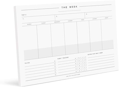 Bliss Collections Weekly Planning Pad, To Do List Notebook - Undated Tear-Off Sheets Notepad - Work Calendar, Organizer, Scheduler for Goals, Tasks - Minimalist, 8.5 x 11, 50 Sheets