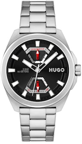 HUGO Multi Zifferblatt Quarz Uhr für Herren mit Silbernes Edelstahlarmband - 1530242