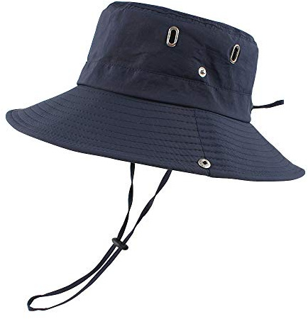 XIAOHAWANG Herr sommarhatt dam solhatt vikbar sommar boonie hatt med brett brätte UV-skydd fiskarhatt trädgårdshatt män bucket hatt vandring fiske, marinblå, En Storlek