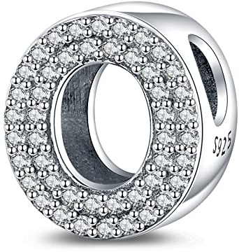 LaMenars Lettera O Charm Perline in Argento Sterling 925 per Braccialetti con Zirconia Cubica 5A, Regali Gioielli di Compleanno Donne Ragazze