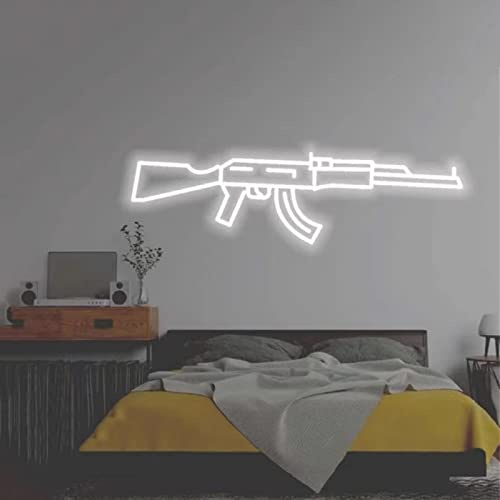 Neonskylt Light Gun Led Super Cool Hängande Konst Nattlampa Gun USB För Spelrum Butik Fest Väggdekor Neonljus Bar Spelrum,White