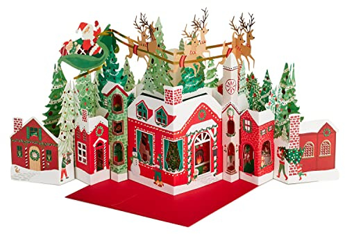 Hallmark Paper Wonder Pop Up Jumbo Christmas Card Holiday Tabletop Decor (Accordion Fold Christmas Village)