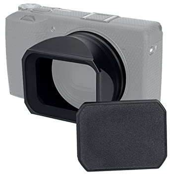 JJC Metall Objektivschutzkappe mit Gegenlichtblende für Ricoh GR III GR3 Digitalkamera, Reduziert Streulicht - Verhindert Reflexionen - Schützt das Objektiv