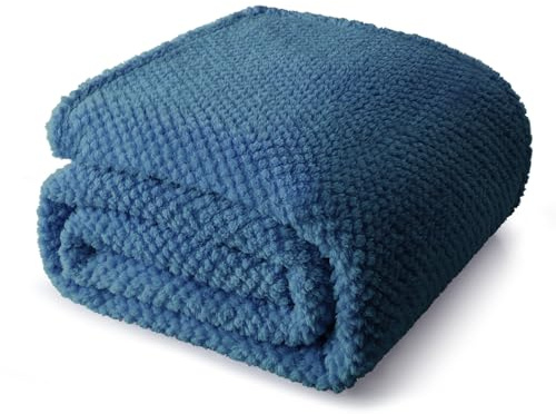 Whale Flotilla Large Jacquard Throw Blanket for Sofa,130x180 CM | Navy Blue, Lightweight Breathable Waffle Blankets, Decorative for Chair Bed Coach, All Season, Fluffy Microfiber, Bedspread