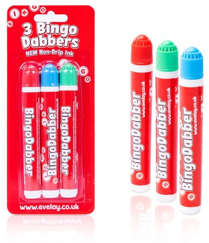 evelay Bingo Dabbers markörer blandade färger pennor för bingobiljettspel - 3-pack