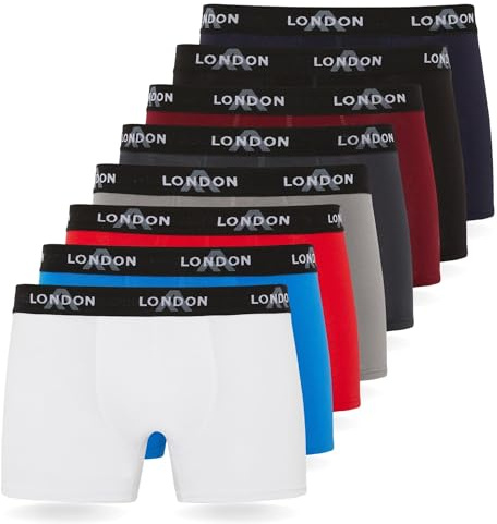 FM London 4/8-pack boxershorts för män med elastisk midja – mjuka boxershorts för män, stretch fit underkläder för vardagskläder – anpassade hipsterunderkläder, Flerfärgad (8-pack), 5XL