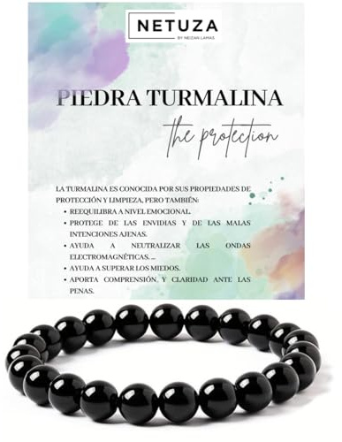 Genérico Pulsera turmalina negro,protectora unisex,amuleto minimal, mediano, T2022
