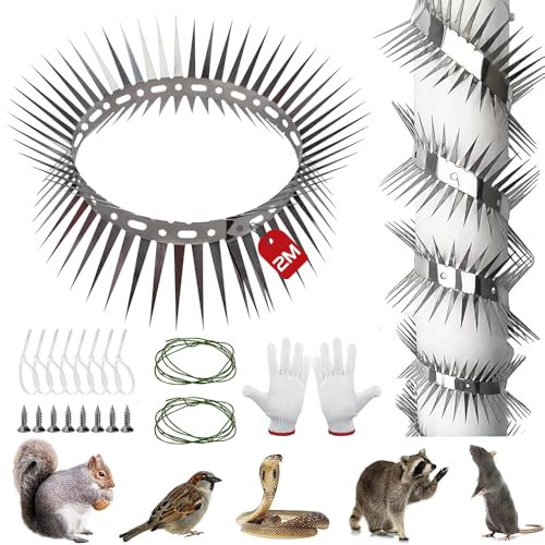 Protezione per martore, in acciaio inox, per martore, per la casa, grondaia, albero (200 cm)