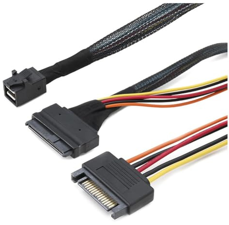 Swiixxer Inbyggd 12G Mini SAS HD till U.2 36P SFF-8643 A SAS U.2 SFF-8639 kabel med 15 -strömförsörjning, lämplig för U.2 SSD