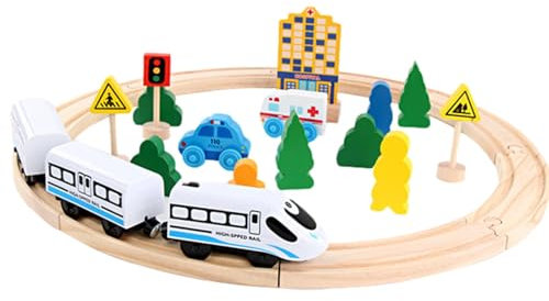 Spielzeugeisenbahn-Sets, Eisenbahnschienen-Set - Modelleisenbahn-Set mit Holzschienen - Lernaktivitäten im Vorschulalter für und Mädchen ab 3 Jahren, Lernspielzeug