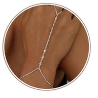 Dochais Bracelets for Women,14K Gold/Silver Plated Dainty Hand Chain Bracelets Trendy Ring Chain Bracelet Charm Gold Cuff Bangle Stackable Bracelet Fashion Body Jewelry Adjustable Waterproof GiftsI