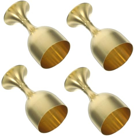 ABOOFAN Calici Decorativi in Rame Massiccio 4 Pezzi, Calici Antichi Piede Alto 5,5 Cm, Coppe Vintage Retrò Per Comunione, Festa e Arredamento Casa Elegante