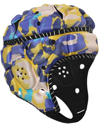 APLVFFZH Casco de Rugby para Niños Y Niñas, Acolchado Suave Y Transpirable. Ideal para Entrenamiento de Béisbol, Lanzamiento Y Fútbol Americano, Azul Amarillo