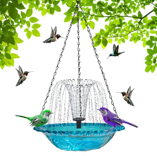 Fuente Solar Colgante para Baño De Pájaros, Recipiente Flotante Forma Animal con Bomba De Agua, Bebedero Y para Aves, Decoración para Jardín, Terraza, Balcón, Y Patio 23,5x46cm
