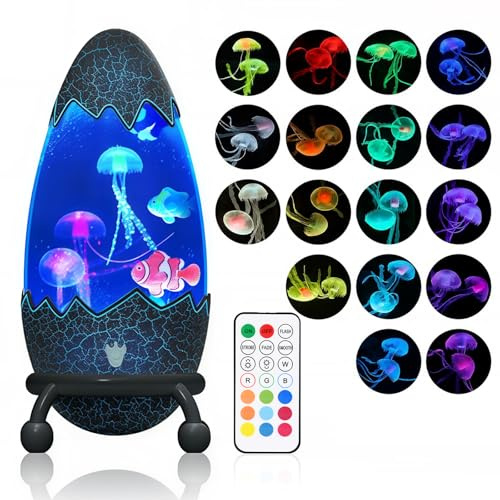 GuKKK Lámpara de lava de medusas, 17 Colores Jellyfish Lava Lamp, Lámpara LED de Lava Medusas, Luces de Estado de ánimo con Mando a Distancia, para Dormitorio de Niños Regalo de Cumpleaños de Navidad