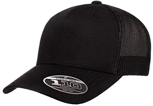 Flexfit Men's 110® Recycled Trucker Mesh Cap Hat, Black, OSFA