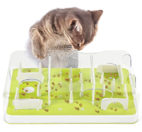 ALL FOR PAWS Interactive Cat Puzzle Feeder & Slow Feed Toy – Mental Stimulation Treat Dispenser Maze for Indoor Cats, Enrichment & Cat Food Toy
