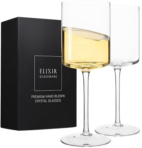 Edge Copas de vino, modernas y elegantes, juego de 2, copas grandes de vino tinto o blanco – regalo único para mujeres, hombres, boda, aniversario, 14 onzas, 100% sin plomo