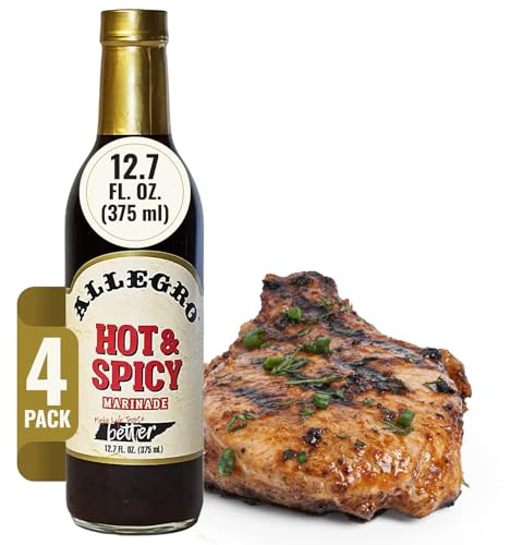 ALLEGRO - The Marinate Everything Marinades | Perfect Marinades for Meat & Veggies | Marinade for Grilling, Roasting & Cooking | Kosher & Gluten Free | 12.7 Oz (Pack of 4) - Hot & Spicy
