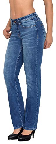 ESRA Jean Femme Jeans Droit Pantalon en Jeans Taille Normale Straight Fit Jean de Grandes Tailles G100