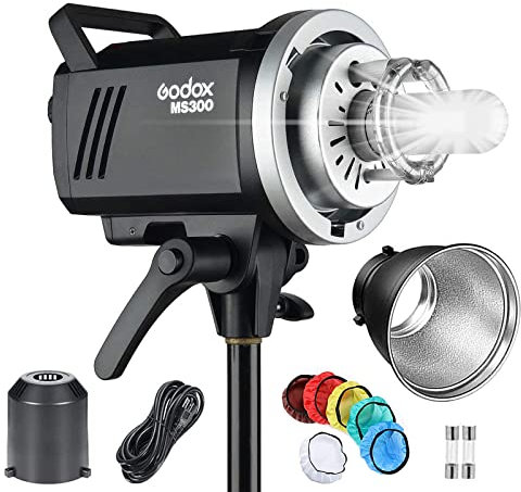 Godox MS300 Flash Stroboscopico da Studio da 300W GN58 0,1-1,3 s Tempo di Riciclo,Sistema 2,4G X,Lampada Pilota da 150W con Attacco Bowens per Riprese di Ritratti in Studio Fotografico