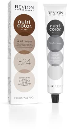 REVLON PROFESSIONAL Nutri Color Filters, Mascarilla de Coloración Temporal para el Pelo, Revive el Color del Cabello, Brillo y Color Intenso, Tinte Pelo Mujer Tono 524 Castaño Perlado Cobrizo, 100ml