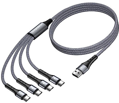 SIQIWO Câble USB C, Câble USB Type C QC 3.0 Charge Synchro Ultime Rapide Nylon Tressé Chargeur 4 USB C Connecteur pour Samsung S21 S20 S10 S9 S8, Note 30 20, Huawei P50 P30 P20, Sony, LG, Xiaomi-1.2M