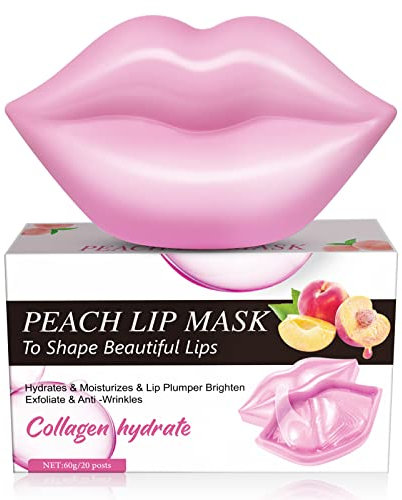Lippenmaske,Lippenpads,Lippen-Maske,Lip Mask,Moisturizing Lip Pads,Lippe Schlafen Maske, für Lippenpflege,Geeignet für Trocken und Rissige Lippen,20 Stück (Pfirsich)