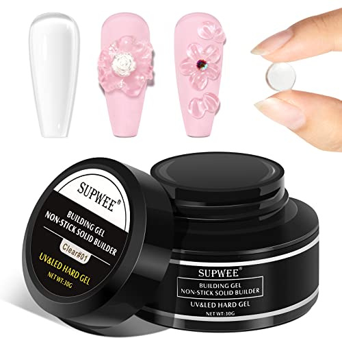 SUPWEE Clear Solid Builder Gel Nail Gel Extension Non-Stick Hand Nail Sculpture Gel Nail Art Hard Gel DIY at Home 30g