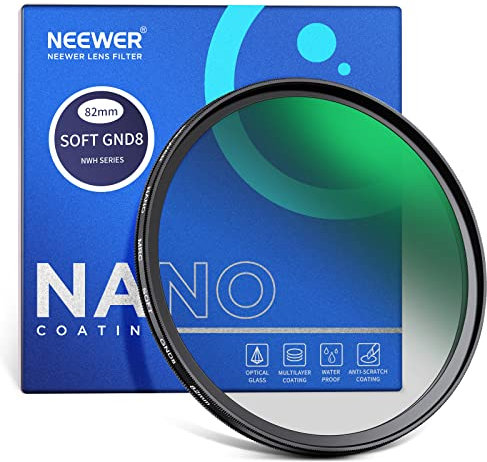 NEEWER 82mm HD weicher GND8 Objektivfilter, 3 Blendenstufen (0,9) weicher Grauverlaufsfilter mit 30-lagiger Nanobeschichtung/wasserabweisend/Kratzfest/antireflektierend für ausgewogenen Lichtanteil