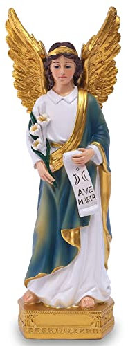 QIANLING Erzengel Gabriel Statue - 20 cm Hohe Harzfigur, Katholisches Geschenk, Heiliger Gabriel als Bote Gottes, Ideal für religiöse Deko und Wohnraumgestaltung