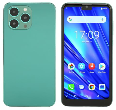 Smartphone sbloccato, batteria da 3500 mAh 4 GB RAM Telefono cellulare Ultra Slim WiFi Dual Standby 6,1 pollici Riconoscimento facciale con linea dati per chiamate pixel chiari (verde)