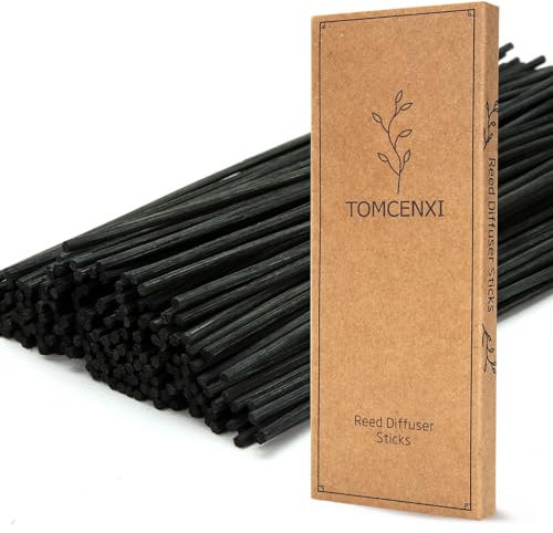 TOMCENXI Black Reed Diffuser Sticks, 100PCS, 25cm Rattan, Aroma Diffuser Refills for Home, Office