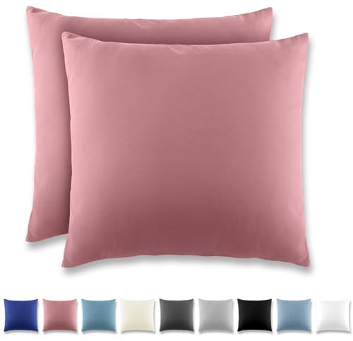 REDKEY Kissenbezug 40x40 cm 2er Set Kopfkissenbezug mit Reißverschluss - Kissenhülle aus gebürstetem Mikrofaser für Kissen,Waschbar bis 40°C Altrosa