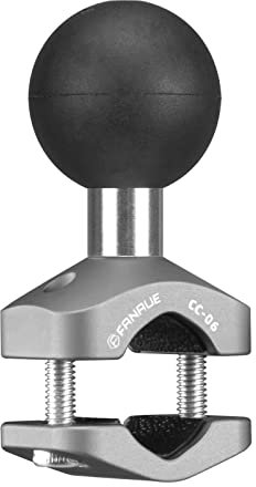 FANAUE CC-06 Aluminium-Rückspiegel, U-Bolzen-Basis, kompatibel mit RAM-Halterungen, B-Größe, 2,5 cm Kugel-Doppelbuchsenarm und Fahrrad-Handyhalterung für 1 cm bis 1,5 cm Durchmesser Schiene
