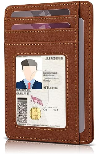 Teskyer Carteras para Hombre, Tarjetero, Carteras para Hombre Pequeñas, Protección RFID, Diseño Minimalista, Marrón Cobre